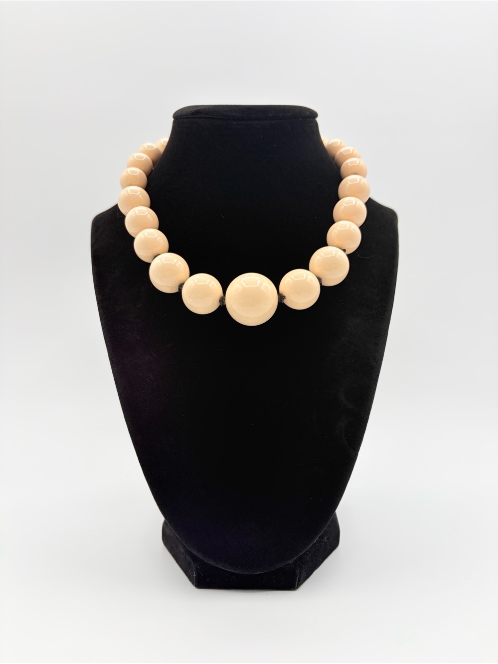 Vintage Vendome Cream Bead Necklace Chunky Choker Adjustable